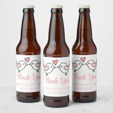 Wedding Love Birds Pink Lovebirds Bridal Shower Be Beer Bottle Label