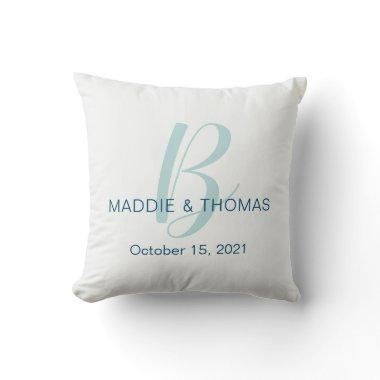 Wedding Pillow with Initial, Names and Date