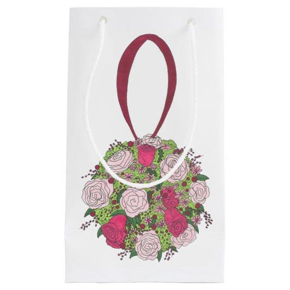 Wedding Pink Rose Floral Bouquet Bride Bridesmaid Small Gift Bag