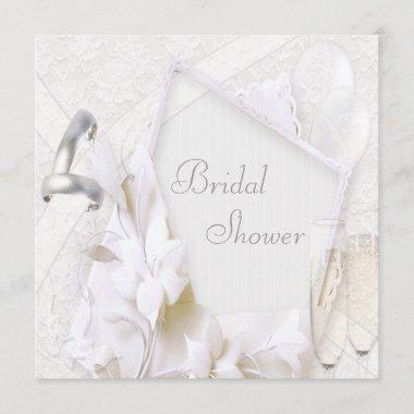 Wedding Rings & Champagne Glasses Bridal Shower Invitations