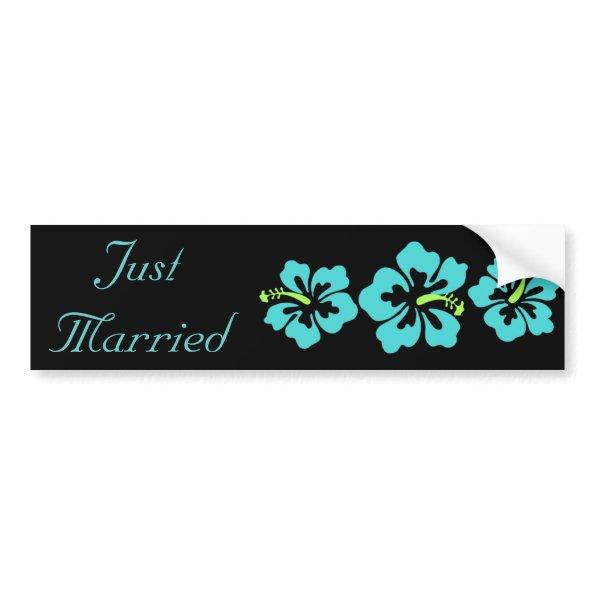 Wedding Set - Tropical - Hibiscus Blue Bumper Sticker