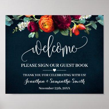 Welcome Sign our Guest Book Wine Navy Wedding
