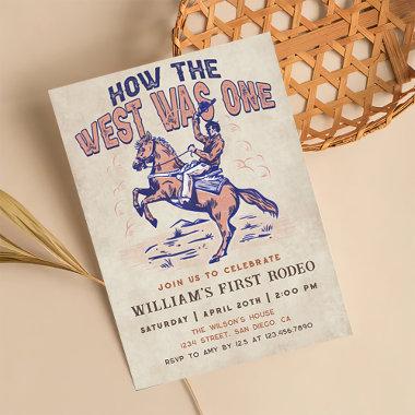 Western Cowboy Rodeo Birthday How the West Was One Invitations