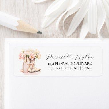 Western Cowgirl Boots Bubbly BRIDAL SHOWER Address Label