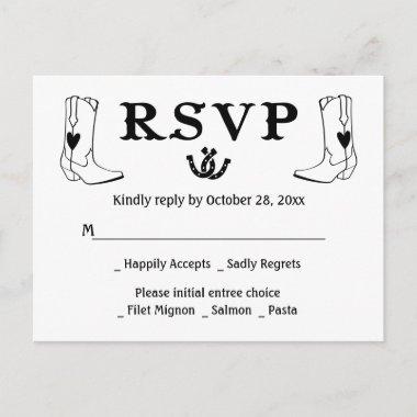 Western RSVP Country Wedding Cowboy Boots Rustic Invitation PostInvitations