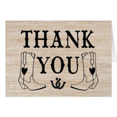 Western Thank You Wood Cowboy Boot Country Wedding