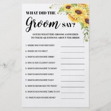 What did Groom Say Bridal Shower game Invitations Flyer