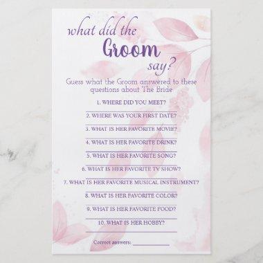What did the Groom Say Pink Whatercolor Leaves Fly Flyer