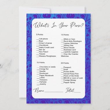 What's In Your Purse Blue Victorian Bridal Shower Invitations