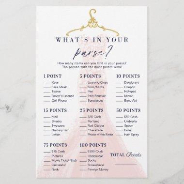 What's in Your Purse Elegant Dress Shower Game