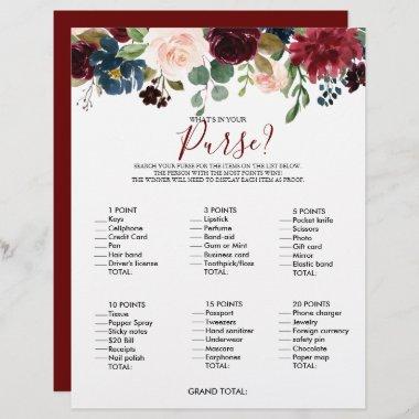 What's in your Purse Floral Bridal Shower Game