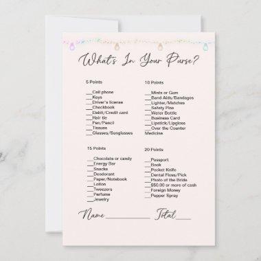 What's In Your Purse Hanging Lights Bridal Shower Invitations