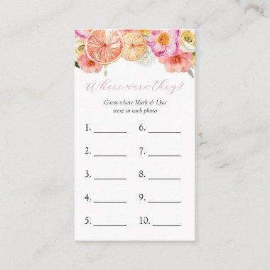 Where Were They? Bridal Shower Game Invitations