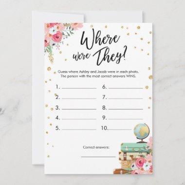 Where Were They Bridal Shower Game Travel Pink Invitations