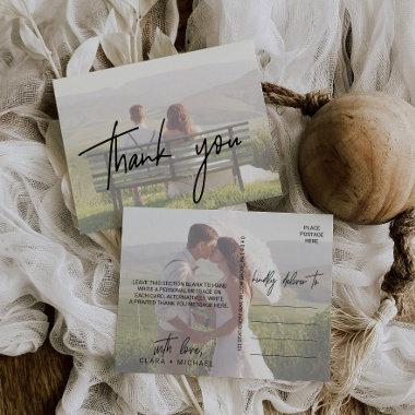 Whimsical Calligraphy | Faded Photo Thank You PostInvitations