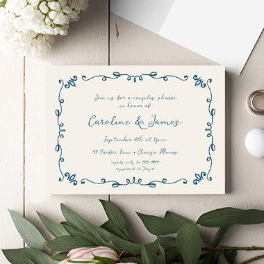 Whimsical Hand Illustrated Couples Bridal Shower Invitations