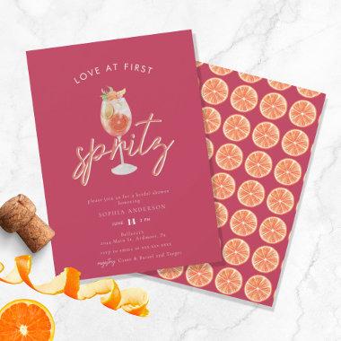 Whimsical Love at First Spritz Bridal Shower Invitations