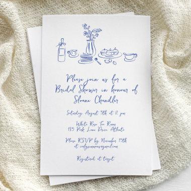 Whimsical Scribble Doodle Hand Drawn Bridal Shower Invitations