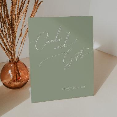 Whimsical Script | Sage Green Invitations and Gifts Pedestal Sign