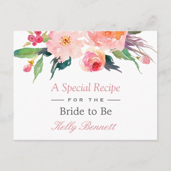 Whimsical Watercolor Floral Bridal Shower Recipe PostInvitations