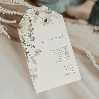 Whimsical Wildflower Meadow Ivory Wedding Welcome Gift Tags