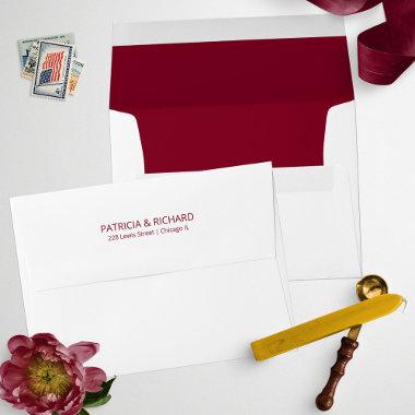 White Burgundy Lined Wedding Invitations Envelope