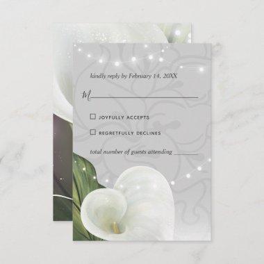 White Calla Lily Elegant Floral Watercolor  RSVP Card