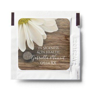 White Daisy and Barn Wood Country Wedding Favor Hand Sanitizer Packet