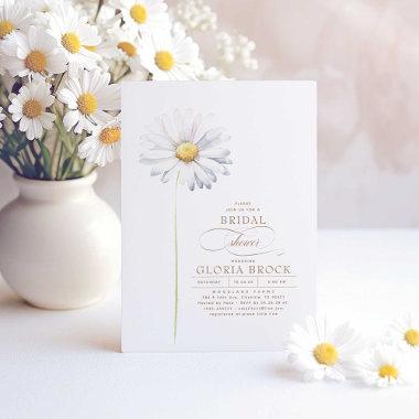 White Daisy Flower Wildflowers Theme Bridal Shower Invitations