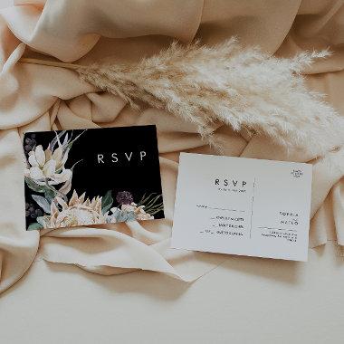 White Floral | Black Wedding RSVP PostInvitations