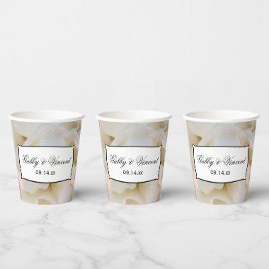 White Floral Carnation Wedding Paper Cups