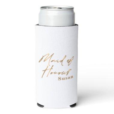 white gold Maid Of Honour bridal bachelorette Seltzer Can Cooler