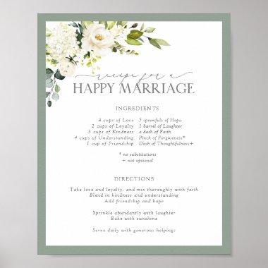 White Gray Green Recipe for a Happy Marriage Poster
