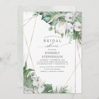 White King Protea Orchids Tropical Bridal Shower Invitations