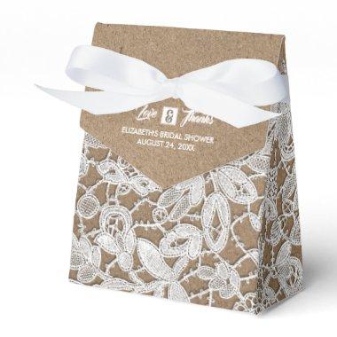 White Lace | Kraft Paper Bridal Shower Favor Boxes