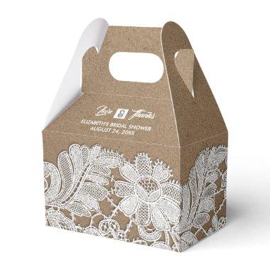 White Lace | Kraft Paper Bridal Shower Favor Boxes