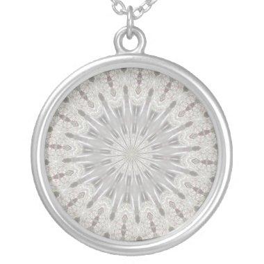 White Lace Wedding Kaleidoscope (Your Words Here) Silver Plated Necklace