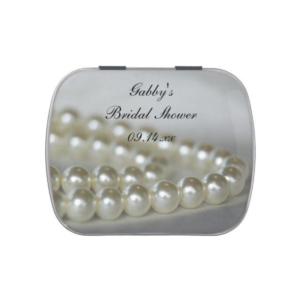 White Pearls Bridal Shower Favor Candy Tin