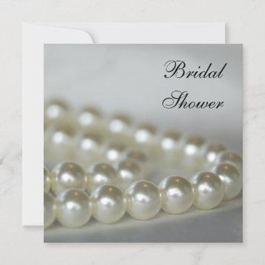 White Pearls Bridal Shower Invitations