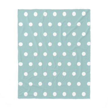 White Polka Dots Geometric Pattern Eggshell Blue Fleece Blanket