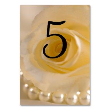 White Rose and Pearls Wedding Table Numbers