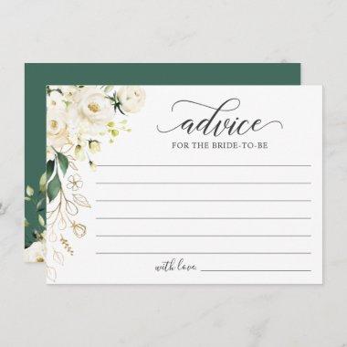 White Rose Gold Floral Greenery Words of Advice Card