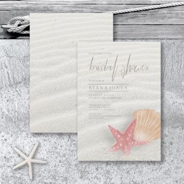 White Sands Bridal Shower Coral/Peach ID605 Invitations