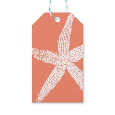 White Starfish Patterns Salmon Pink Orange Cool Gift Tags