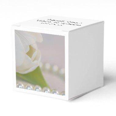 White Tulip and Pearls Spring Wedding Favor Boxes