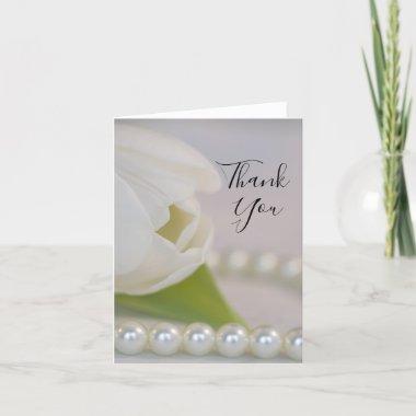 White Tulip and Pearls Spring Wedding Thank You