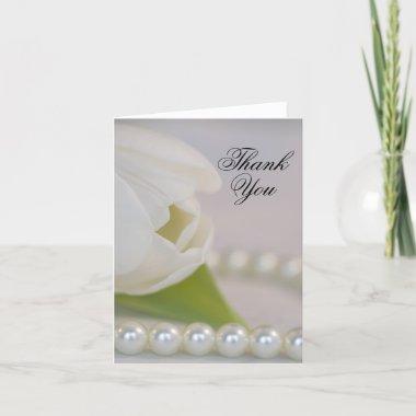 White Tulip and Pearls Spring Wedding Thank You
