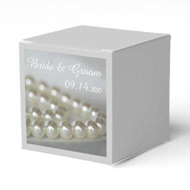 White Wedding Pearls Favor Boxes