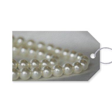 White Wedding Pearls Favor Tags