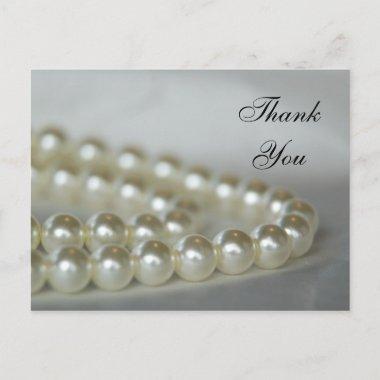 White Wedding Pearls Thank You PostInvitations